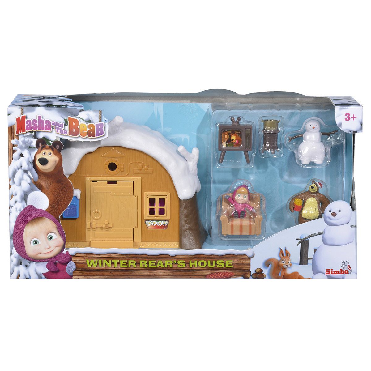 Maison de l'ours Masha en hivers, figurine Michka Et Masha + Accessoires