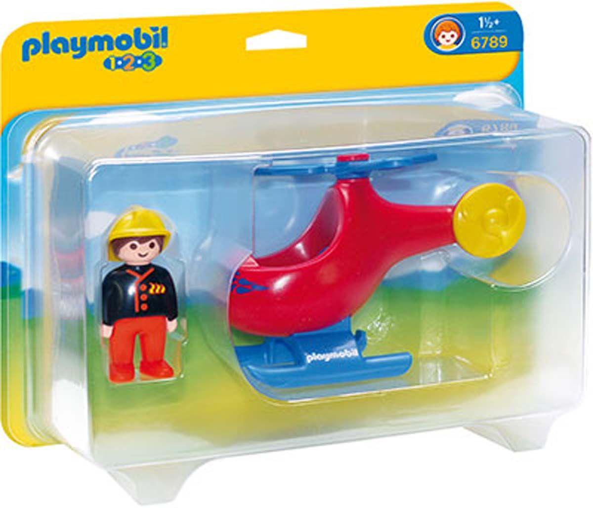 Pompier avec hélicoptère Playmobil 1.2.3 - 6789 - Mini-univers - La Grande  Récré