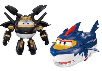 2 Figurines Transformables Super Wings Dark Light Golden Boy & Shark_La Grande Récrée_1