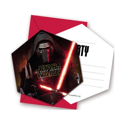 6 invitations d'anniversaire Star Wars VII