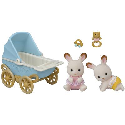 Les Jumeaux lapin chocolat et poussette double - Sylvanian Families 5432_La Grande Récrée_1