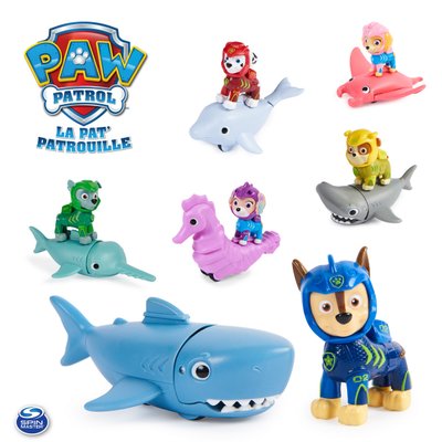 Pack de 2 figurines chiot et créature sous-marines - Aqua Pup La Pat Patrouille