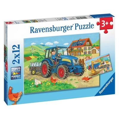 Puzzles Ravensburger 2X12 Pièces - Chantier et Ferme_La Grande Récrée_1