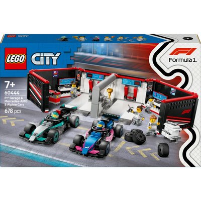 Garage avec Voiture Mercedes and Alpine Formule 1 LEGO City 60444
