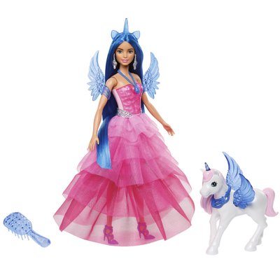 Licorne Lumières Magiques Barbie Dreamtopia avec lumières et sons, et  poupée Barbie Princesse avec cheveux roses - Notre exclusivité