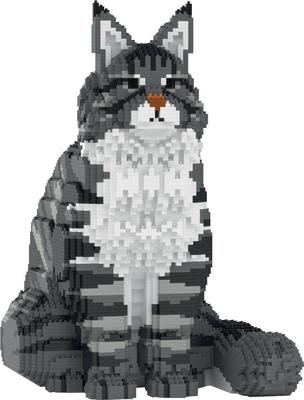 Jecka, Blocs De Construction - Chat Maine Coon Gris Assis_La Grande Récrée_1