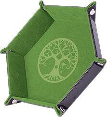 Piste de Des - Yggdrasil Arbre Vert - 19 X 19 Cm - Cuir et Velours_La Grande Récrée_1