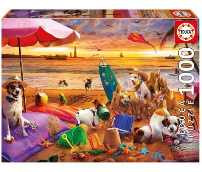 Puzzle 1000 pièces Chiens Jouant Sur La Plage_La Grande Récrée_1