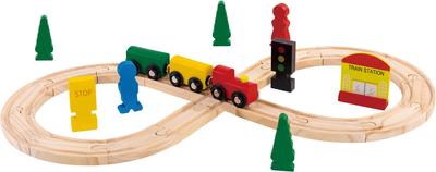Circuit de train en bois 30 pièces_La Grande Récrée_1