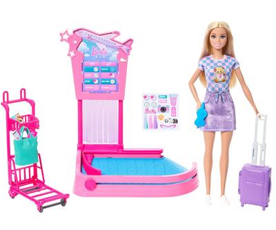 Poupée Barbie et tapis arrivée bagage_La Grande Récrée_1