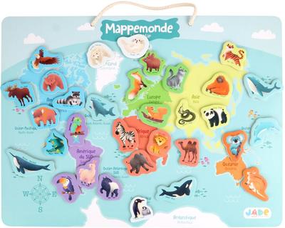 Plateau Des Continents 40X30 Cm Magnetique avec Animaux 30 Pièces_La Grande Récrée_1