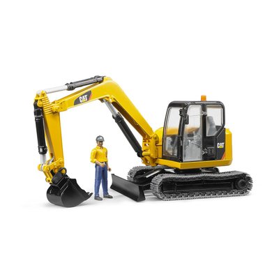 Mini pelleteuse caterpillar et figurine