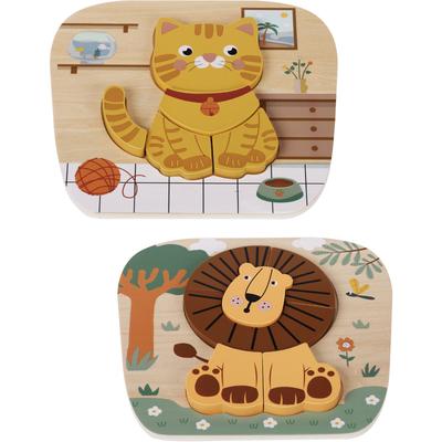 Puzzle en bois chat et lion