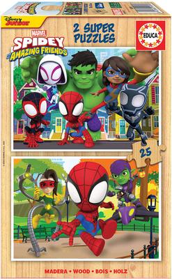 2 Puzzles Disney De 25 Pièces En Bois Spidey Et Hi_La Grande Récrée_1