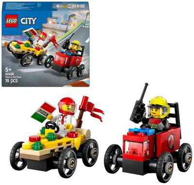 Pack de bolides de course : camion de pizza contre camion de pompiers LEGO City 60458_La Grande Récrée_1