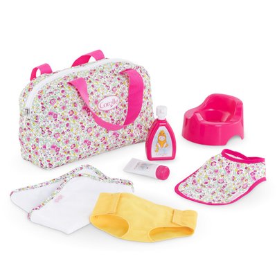 Lot de 13 accessoires pour poupée - Jouetsset vaisselle et toilette/soins -  comprend un sac à langer/une couche/un biberon magique/un matelas - pour