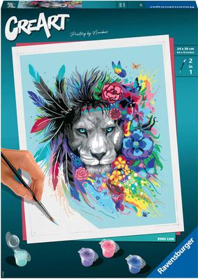 CreArt Peinture aux numéros - Grand Colorfull Boho Lion_La Grande Récrée_1