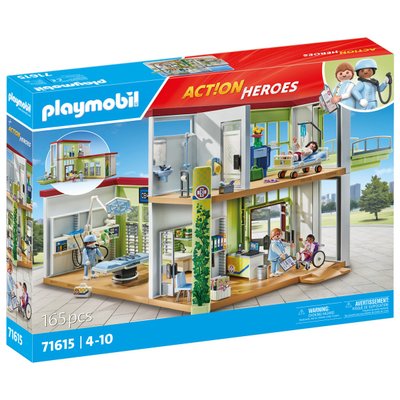 Hôpital aménagé avec toit végétal Playmobil Action Heroes 71615