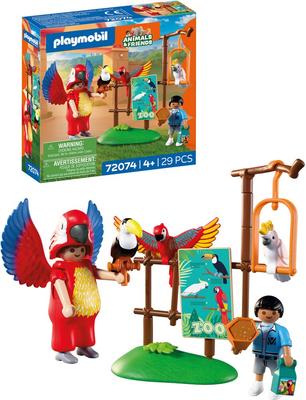 Mascotte perroquet coloré du Zoo et enfant - Playmobil Animal & Friends 72074_La Grande Récrée_1