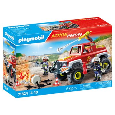 Véhicule de pompiers avec bidon enflammé PLAYMOBIL ACTION HEROES 71824