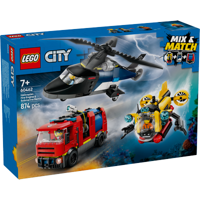 Hélicoptère, camion de pompiers et sous-marin modulable LEGO City 60462