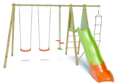Portique bois métal 2,30 mètres avec toboggan_La Grande Récrée_1