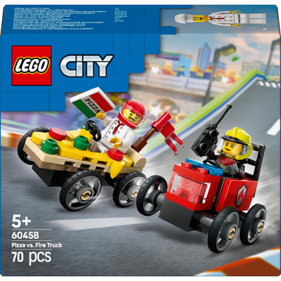 Pack de bolides de course : camion de pizza contre camion de pompiers LEGO City 60458