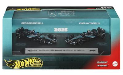 Coffret Hot Wheels 2 voitures Premium Mercedes-AMG PETRONAS Formula One Team 2025_La Grande Récrée_1