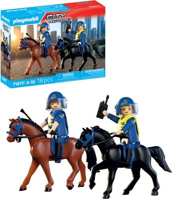 2 policiers cavaliers avec leurs chevaux PLAYMOBIL City action 71877_La Grande Récrée_1