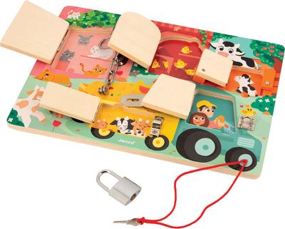 Planche à cadenas en bois - Thème ferme_La Grande Récrée_1