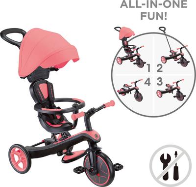 Tricycle explorer V2 - 4 en 1 rose corail_La Grande Récrée_1
