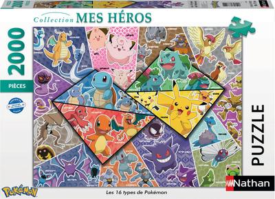 Puzzle 2000 pièces Les 16 types de Pokémon - Collection Mes Héros Nathan_La Grande Récrée_1