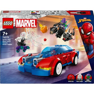 La voiture de course de Spider-Man contre le Bouffon Vert venomisé Lego Marvel 76279