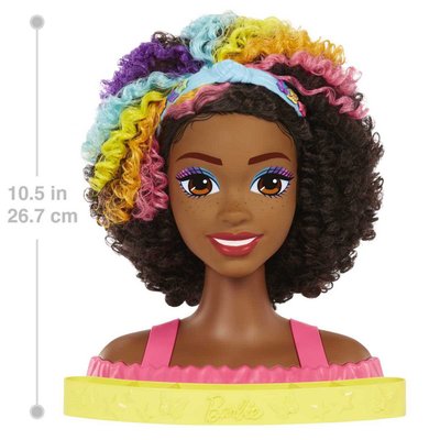 Barbie Ultra chevelure - Tête à coiffer brune avec mèches arc-en-ciel