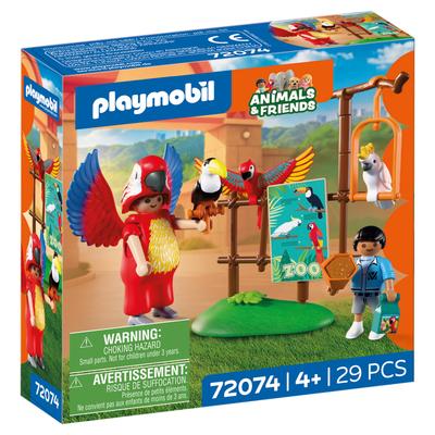 Mascotte perroquet coloré du Zoo et enfant - Playmobil Animal & Friends 72074