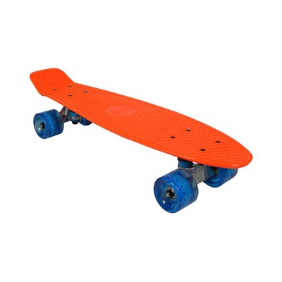Skate vintage orange avec roues bleues