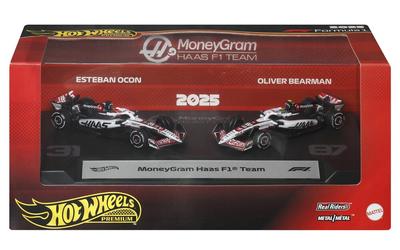 Coffret Hot Wheels 2 voitures Premium MoneyGram Haas F1 Team 2025_La Grande Récrée_1