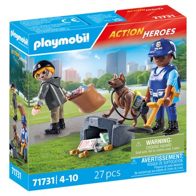 Policier avec chien de recherche et voleur PLAYMOBIL ACTION HEROES 71731
