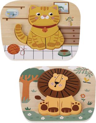 Puzzle en bois chat et lion_La Grande Récrée_1