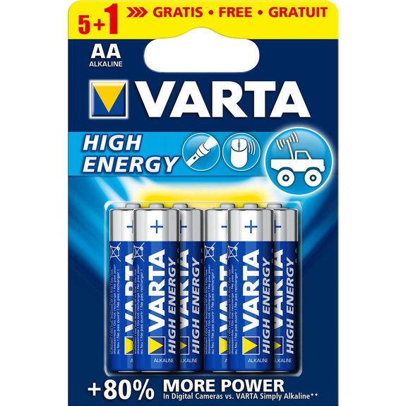 Piles High Energy LR6 X5 + 1 gratuite