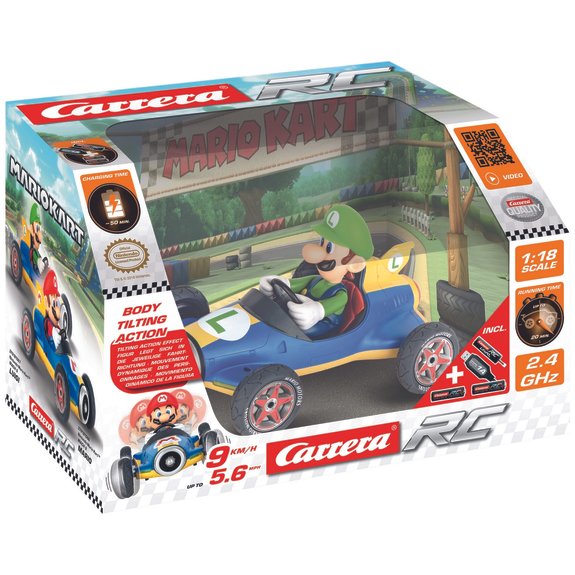 Carrera Voiture radiocommandée 1/18 Mario Kart Mach 8 Luigi