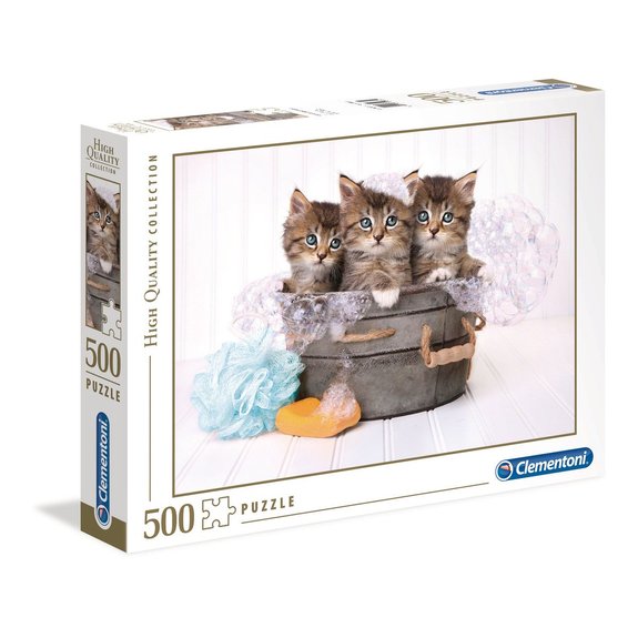 Puzzle High quality 500 pièces - Kittens and soap