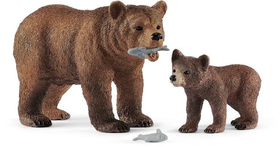 Figurines Maman Grizzly Avec Ourson - Détails