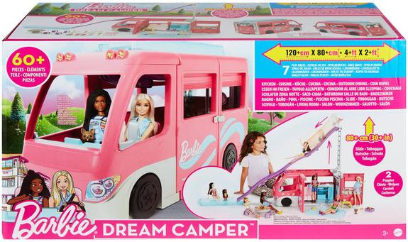 BARBIE MOBILIER CAMPING-CAR TRANSFORMABLE POUR POUPÉES VÉHICULE DE +60 CM INCLUANT DEUX HAMACS ACCESSOIRES ET PISCINE JOUET POUR ENFANT EN PROMOTION BARBIE MOBILIER CAMPING-CAR TRANSFORMABLE POUR POUPÉES VÉHICULE DE +60 CM INCLUANT DEUX HAMACS ACCESSOIRES ET PISCINE JOUET POUR ENFANT EN PROMOTION