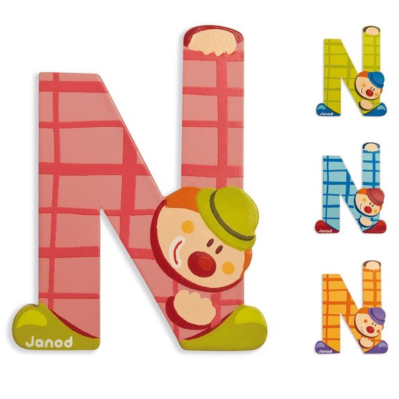 Lettre Clown N en bois