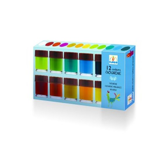 12 pots de Peinture gouache Classique