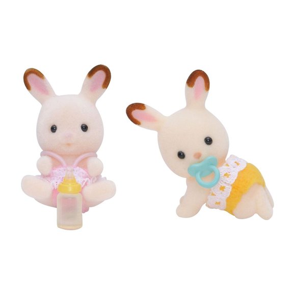 Figurines jumeaux lapins chocolat Sylvanian Families