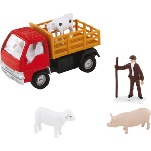 Camion et fermier avec animaux