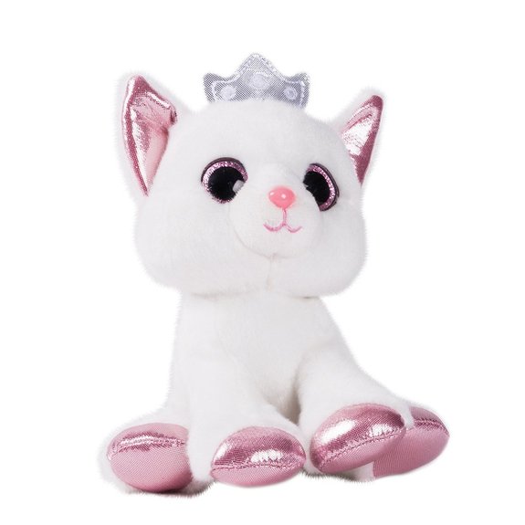 Chat blanc pailleté 16 cm