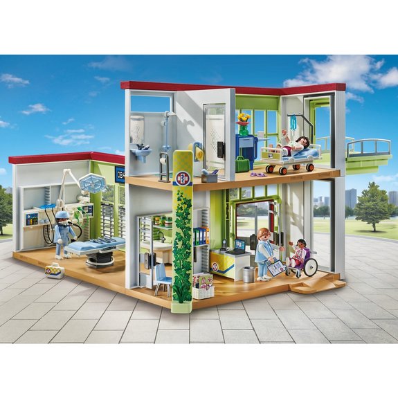 Hôpital aménagé avec toit végétal Playmobil Action Heroes 71615
